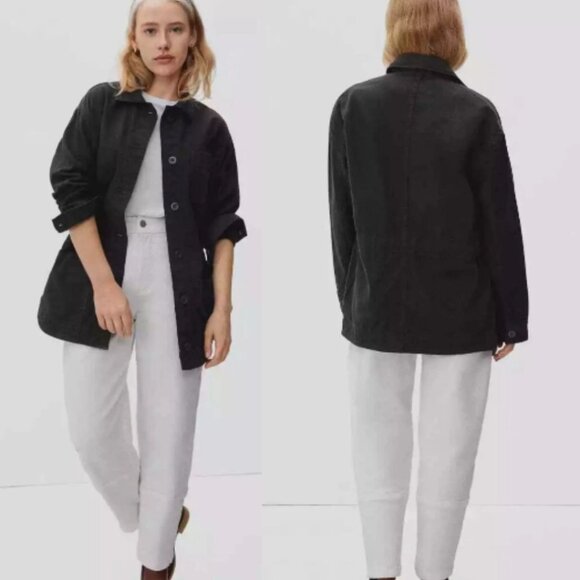 Everlane The Cinchable Chore Jacket Size XS Black Minimalist 47528 - Picture 1 of 14